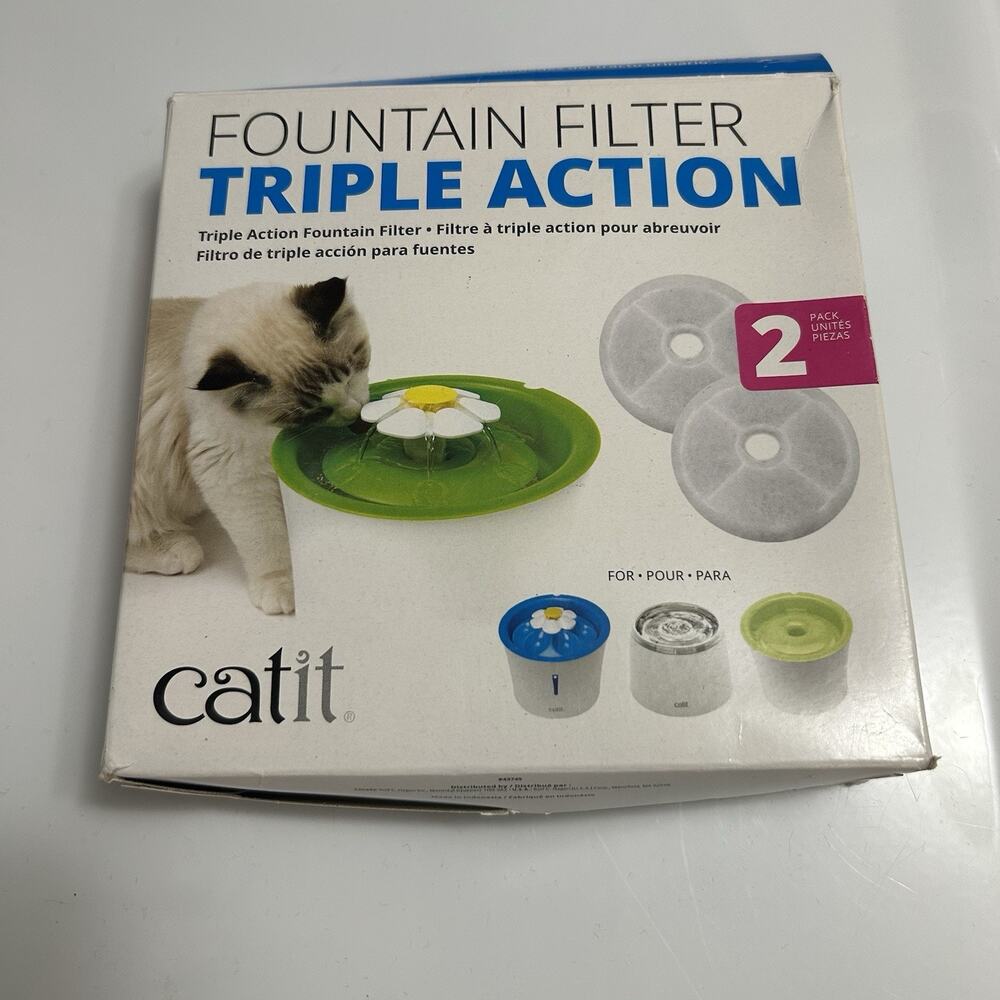 Catit Triple Action Fountain Filters 2pk NEW IN BOX 43745